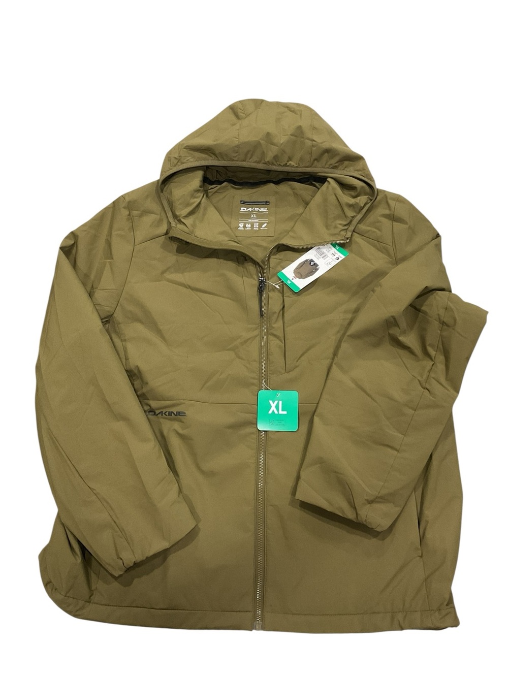 Dakine Mens XL Insulated Hooded Jacket Dark Olive Green Full Zip Active Stretch